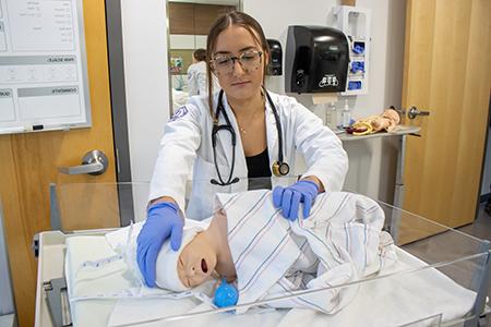 Nursing Student in sim lab